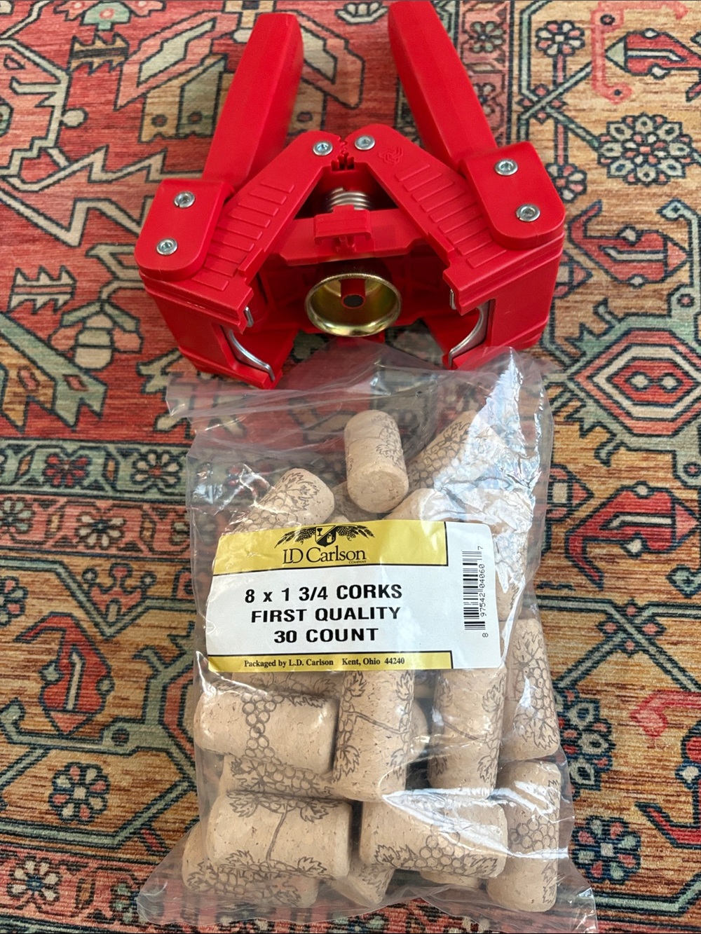 Corks with bottle capper. Open bag